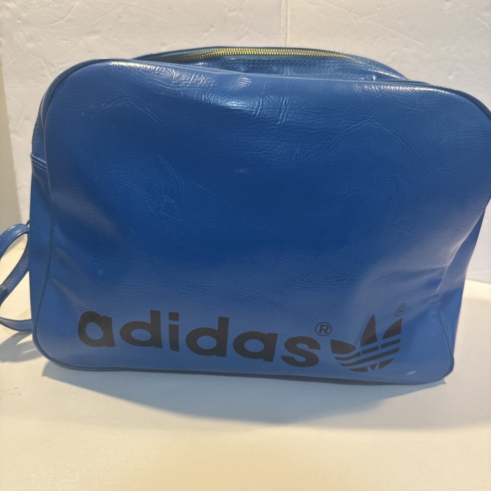 Rare Vintage 1970’s Blue Vinyl Adidas Trefoil Sports,Carryon,Weekend Bag - Picture 4 of 16